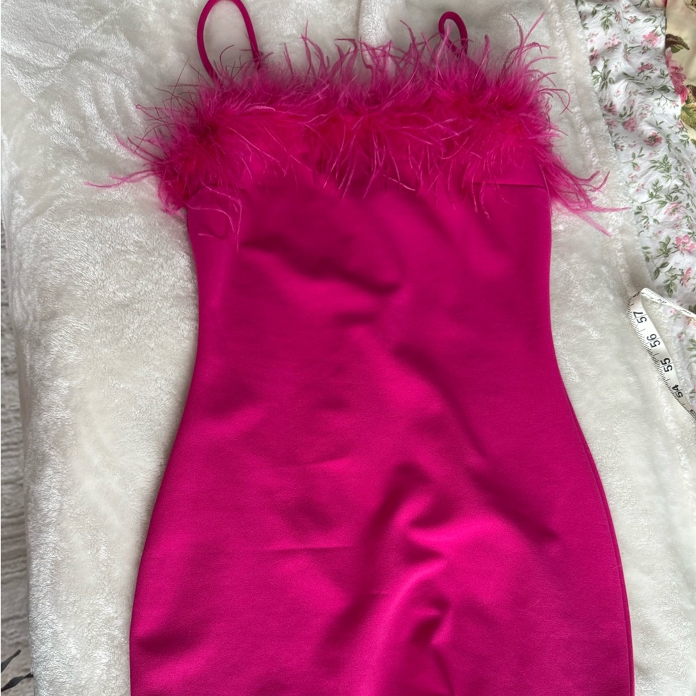 Pink Strapless Bodycon Midi Dress